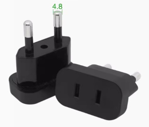 Переходник Тип A, Тип C (без заземления) с плоского на евро стандарт (4.8 мм) Переходник Тип A, Тип C (без заземления) с плоского на евро стандарт (4.8 мм)