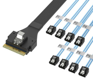 Кабель Slim SAS (SFF8654-8i) to 8x (SATA) 1м Кабель Slim SAS (SFF8654-8i) to 8x (SATA) 1м