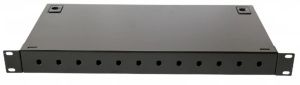 Шкаф кроссовый оптический стоечный 1U 12FC / 12ST, до 24 КДЗС, чёрный Шкаф кроссовый оптический стоечный 1U 12FC / 12ST, до 24 КДЗС, чёрный