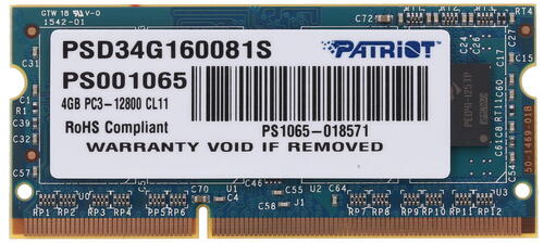 Модуль памяти SO-DIMM 4GB DDR3 PC3-12800S PATRIOT PSD34G160081S