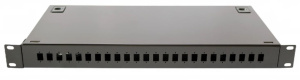 Шкаф кроссовый оптический стоечный 1U 24SC / 48LC, до 24 КДЗС, чёрный Шкаф кроссовый оптический стоечный 1U 24SC / 48LC, до 24 КДЗС, чёрный