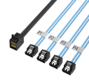 Кабель Mini SAS HD (SFF8643) to 4x (SATA) 1м Кабель Mini SAS HD (SFF8643) to 4x (SATA) 1м