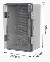 Шкаф сетевой IP66 мультимедийный пластиковый с перфорированной панелью  300*200*170