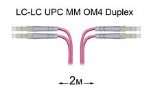 Патч-корд оптический LC-LC UPC/UPC MM Duplex 2 метра OM4, LSZH, 50/125мкм