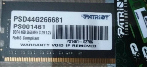 Модуль памяти SO-DIMM 4GB DDR4 PATRIOT PSD44G266681S PC21300
