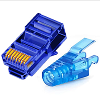Коннектор RJ45/8P8C под витую пару, Cat.6 +Cat.5e с защитным колпачком синий(проходной)