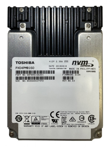 Диск SSD 2,5" NVMe U2 1.6TB Toshiba PX04PMB160 IOPs 600K/185K, 10 DWPD