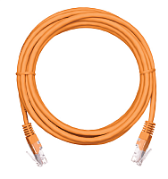 Патч-корд NETLAN U/UTP 4 пары, Кат.5е  заливной, многожильный, BC (CU), PVC нг(B), оранжевый, 3м