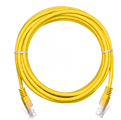Патч-корд NETLAN U/UTP 4 пары, Кат.5е  заливной, многожильный, BC (CU), PVC нг(B), желтый, 1м