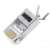 Коннектор RJ45/8P8C под витую пару, Кат.7 SJ657-50U покрытие 3мкд, экранированный (проходной)