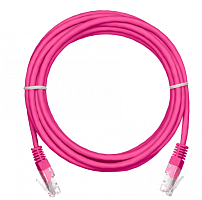 Патч-корд NETLAN U/UTP 4 пары, Кат.5е  заливной, многожильный, BC (CU), PVC нг(B), розовый, 1,5м