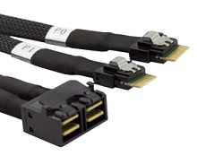 Кабель Mini SAS HD (SFF8643-8i) to 2x Slim SAS (SFF8654-4i) 0.8м