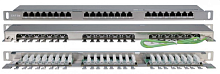 Патч-панель высокой плотности Hyperline 19", 0.5U, 24 порта RJ-45, категория 5E, Dual IDC, экраниров