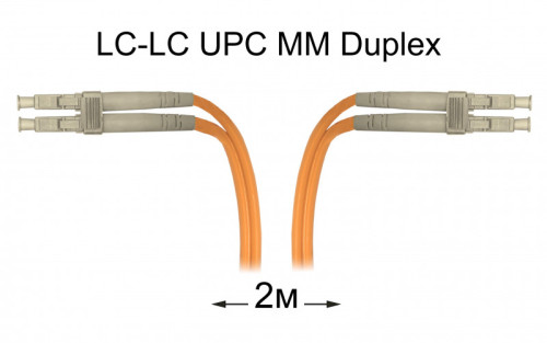 Патч-корд оптический LC-LC UPC/UPC MM Duplex 2 метра OM2, LSZH, 50/125мкм
