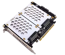 Адаптер SSD дисков формат 2x U.2 SFF8639 ->PCIE 4,0 8x/16xLane + SATA Hi-Profile