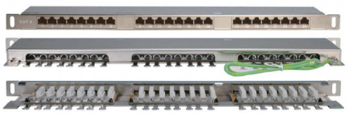 Патч-панель Hyperline PPHD-19-24-8P8C-C6-SH-110D высокой плотности 19", 0.5U, 24 порта RJ-45