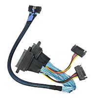 Кабель MCIO (SFF1016-8i) to 2x U.2/U.3 (SFF8639) + SataPowerIN 0.4м NVME