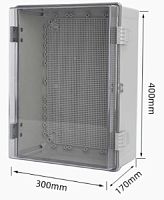 Шкаф сетевой IP66 мультимедийный пластиковый с перфорированной панелью  400*300*170