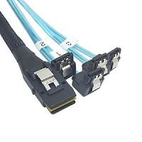 Кабель Mini SAS (SFF8087) to 4x (SATA) угол 90гр. 1м