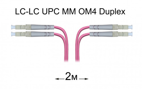 Патч-корд оптический LC-LC UPC/UPC MM Duplex 2 метра OM4, LSZH, 50/125мкм