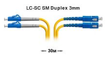 Патч-корд оптический LC-SC UPC/UPC SM Duplex 3мм --30м