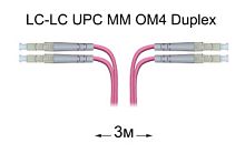Патч-корд оптический LC-LC UPC/UPC MM Duplex 3 метра OM4, LSZH, 50/125мкм
