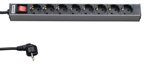 Блок розеток Hyperline SHT19-8SH-S-2.5EU 8 розеток, 16A, выключатель, шнур 2.5 м