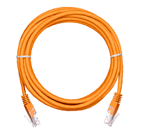 Патч-корд NETLAN U/UTP 4 пары, Кат.5е  заливной, многожильный, BC (CU), PVC нг(B), оранжевый, 1м
