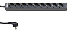 Hyperline SHT19-9SH-2.5EU Блок розеток для 19" шкафов, горизонтальный, 9 розеток Schuko, кабель пита
