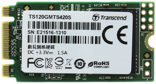 Твердотельный накопите SSD 128Gb M.2 2242 Transcend MTS420 TS120GMTS420S TLC 3D NAND (R560/W500MB/s)