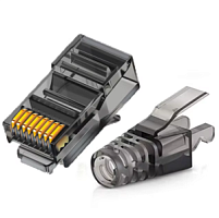 Коннектор RJ45/8P8C под витую пару, Cat.6 +Cat.5e с защитным колпачком черный(проходной)