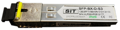 Модуль SFP WDM SC, дальность до 3км (6dB), TX1550нм/RX1310(HP Aruba J4859D FW)