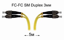 Оптический патч-корд FC-FC UPC/UPC SM Duplex 3мм --5м