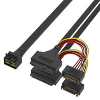 Кабель Mini SAS HD (SFF8643-8i) to 2x U.2/U.3 (SFF8639) + SataPowerIN 0.8м NVME