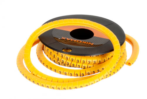 Маркер NIKOMAX кабельный, трубчатый, эластичный, под кабели 3,6-7,4мм, цифра "4", желтый, уп-ка 500ш