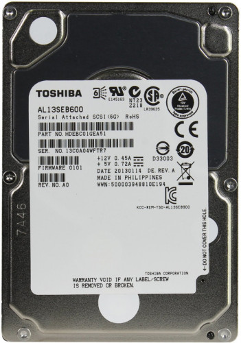 Жесткий диск 2.5" 600 Gb Toshiba AL13SEB600 SAS 6G 10K