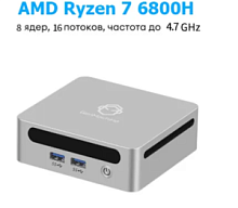 Мини ПК AMD Ryzen 7 6800HS/Radeon 680M/24Gb DDR-4/No HDD/1xGlan/WiFi6/BlueTooth