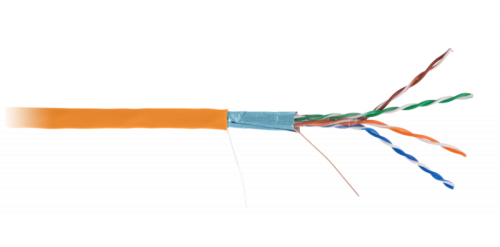 Кабель NETLAN F/UTP 4 пары, Кат.5e , одножил., BC (CU), внутренний, LSZH нг(B)-HF, оранжевый, 305м