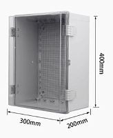 Шкаф сетевой IP66 мультимедийный пластиковый с перфорированной панелью  400*300*200