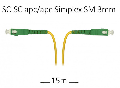 Патч-корд оптический SC-SC APC/APC SM Simplex --15м
