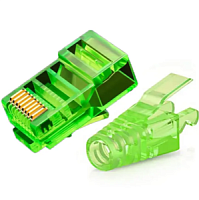 Коннектор RJ45/8P8C под витую пару, Cat.6 +Cat.5e с защитным колпачком зеленый(проходной)