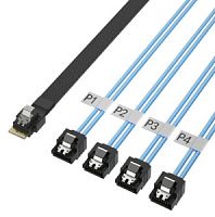 Кабель Slim SAS (SFF8654-4i) to 4x (SATA) 0.5м