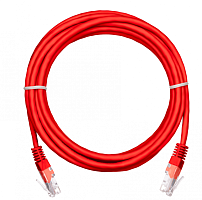 Патч-корд NETLAN U/UTP 4 пары, Кат.5е  заливной, многожильный, BC (CU), PVC нг(B), красный, 1,5м