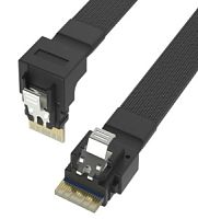 Кабель Slim SAS (SFF8654-4i) to Slim SAS (SFF8654-4i) угол 90гр. 1м NVME