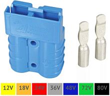 Разъем Anderson 50A Синий (Контакты:сечение провода до 8мм2) для подключения АКБ к ИБП и пр.