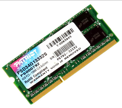 Модуль памяти SO-DIMM 4GB DDR3 PC3-10600 PATRIOT PSD34G13332S