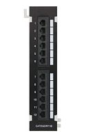 Патч-панель NETLAN настенная, 12 портов, Кат.5e , RJ45/8P8C, 110, T568A/B, неэкран., черная